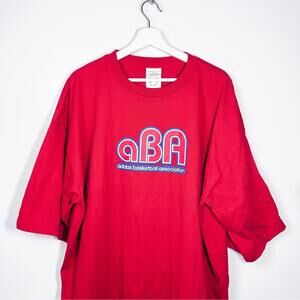 Y2K Adidas ABA Basketball Association Red Shirt Tee 2000s 2XL